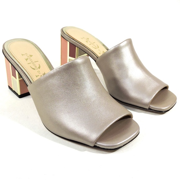 ALESSANDRO DI MARIA 🇮🇹 WOMEN'S BEIGE SOFT LEATHER SUMMER MULES - Picture 2 of 8